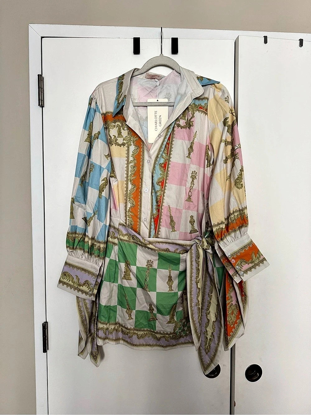 Charlotte Green Color Block Blouse Multicolor Size 12